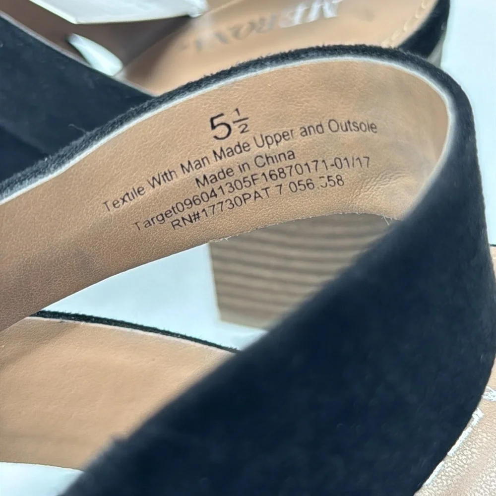 Merona Harriet Black Ghillie Lace Heels Pumps Sandals Women sz 5.5 NEW with tags
